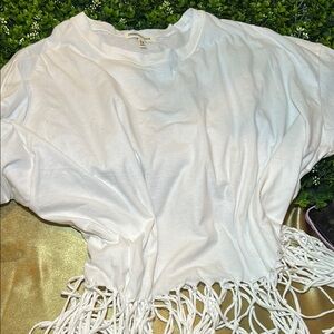 White Boxy Cut-Out Short Sleeve Tee